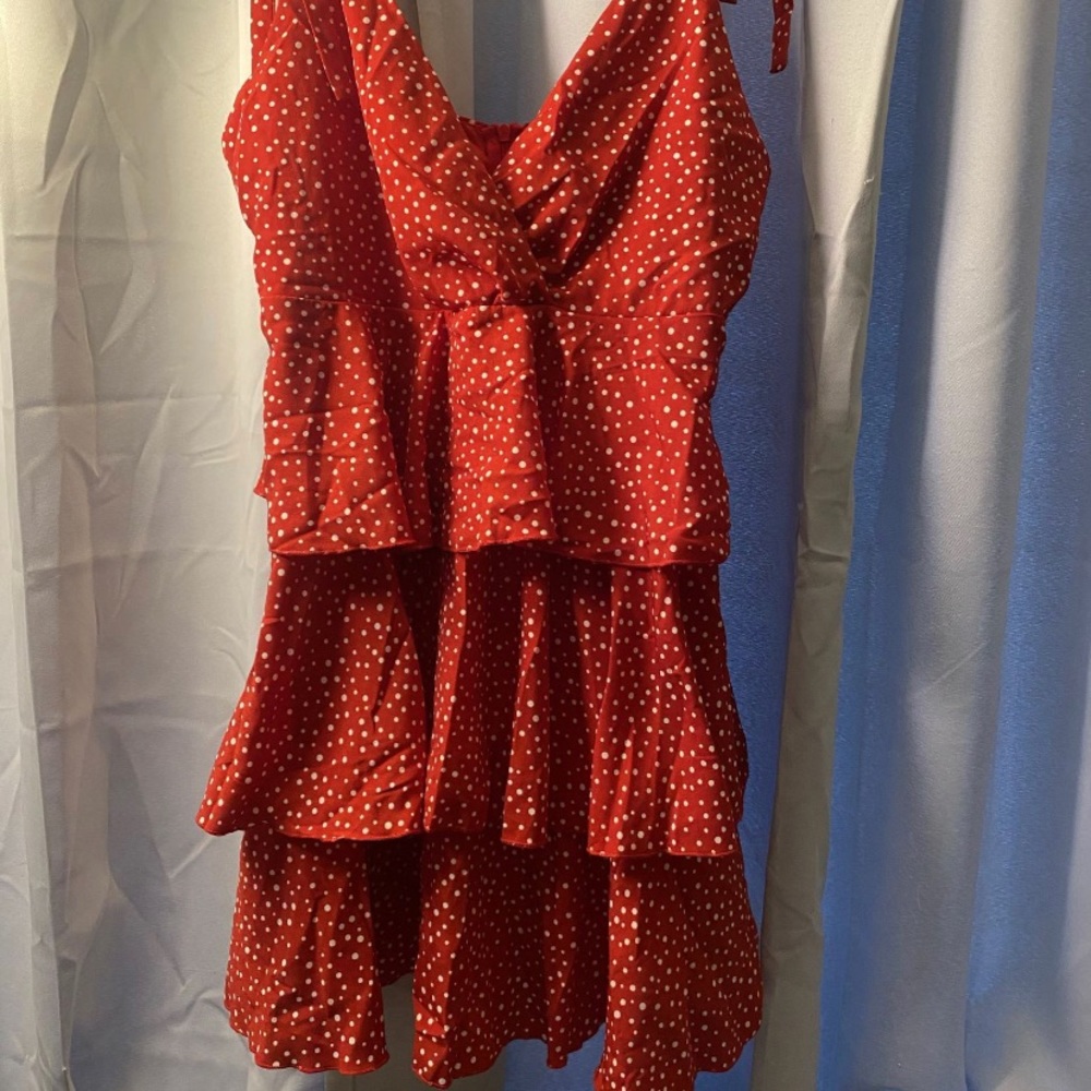 HP!~Red with white polka dots ruffled dress - NWT